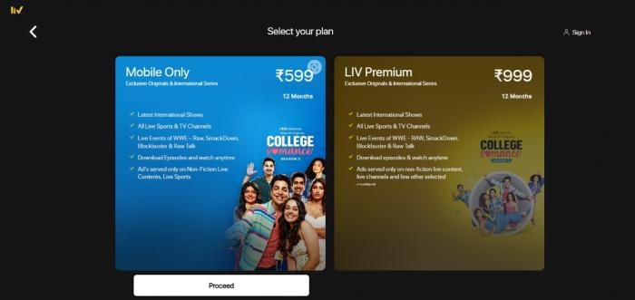 SonyLiv Price