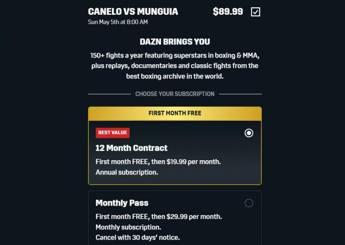 Subscription Plans of DAZN Videos