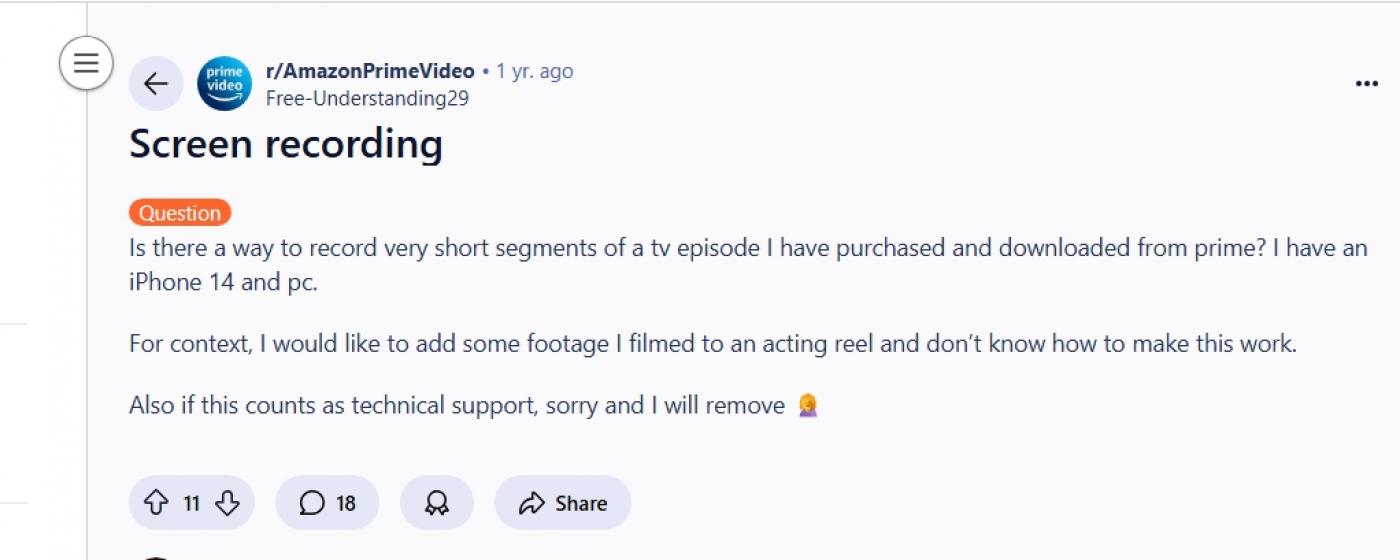 Enregistrer sur la vidéo prime reddit